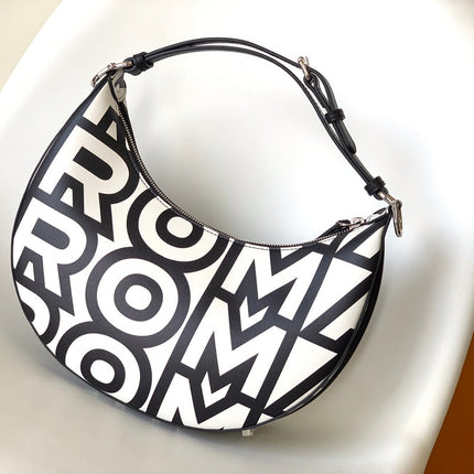 FENDIGRAPHY SMALL 29 IN WHITE MIX BLACK SMOOTH CALFSKIN SILVER HARDWARE