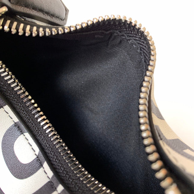 FENDIGRAPHY MINI 16 IN WHITE MIX BLACK SMOOTH CALFSKIN SILVER HARDWARE