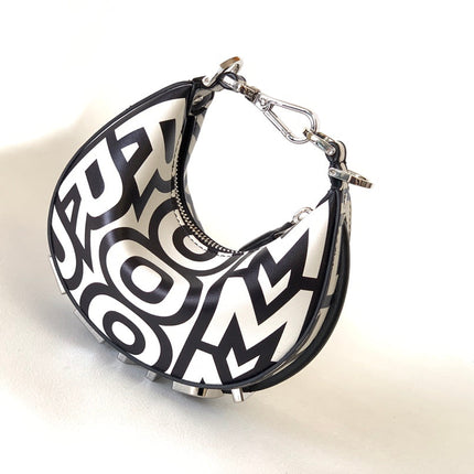 FENDIGRAPHY MINI 16 IN WHITE MIX BLACK SMOOTH CALFSKIN SILVER HARDWARE