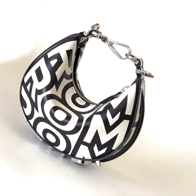 FENDIGRAPHY MINI 16 IN WHITE MIX BLACK SMOOTH CALFSKIN SILVER HARDWARE