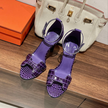 PREMIERE 105 SANDAL IN VIOLET PURPLE CROCODILE LEATHER