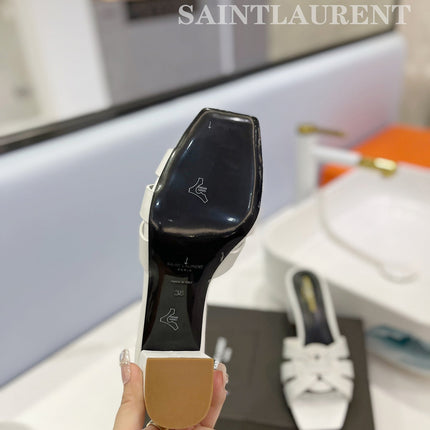 SL TRIBUTE MULES WHITE CALFSKIN