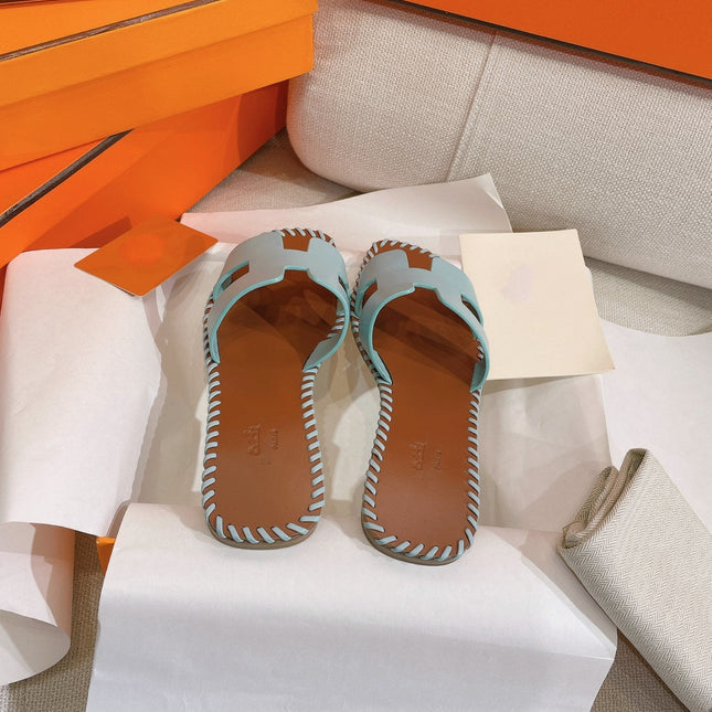 0RAN SANDAL Braided Calfskin BLUE SKY