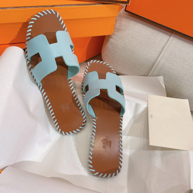 0RAN SANDAL Braided Calfskin BLUE SKY