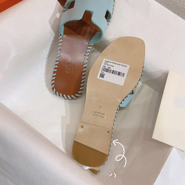 0RAN SANDAL Braided Calfskin BLUE SKY