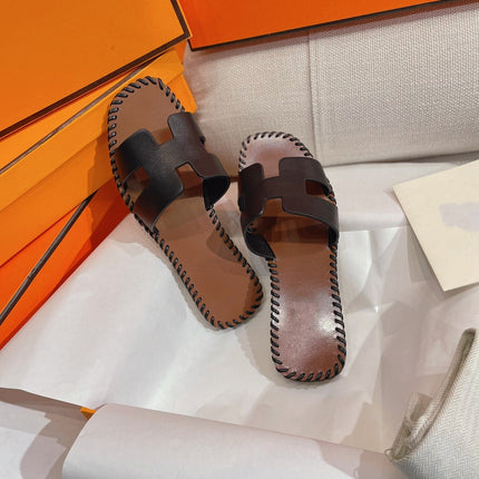 0RAN SANDAL Braided Calfskin BLACK