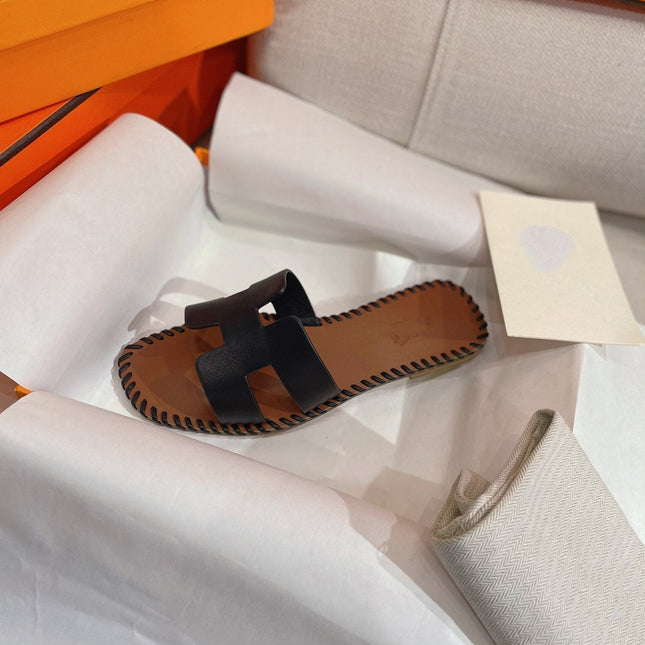 0RAN SANDAL Braided Calfskin BLACK