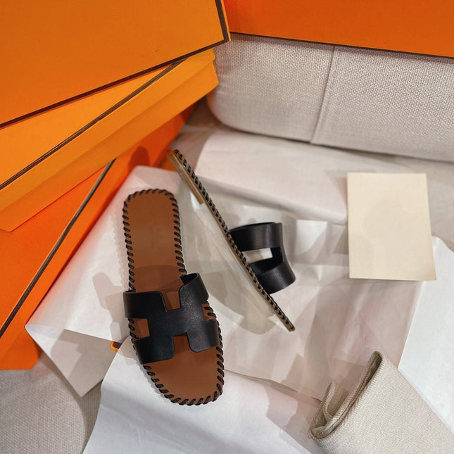 0RAN SANDAL Braided Calfskin BLACK