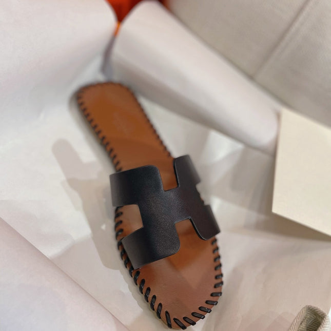 0RAN SANDAL Braided Calfskin BLACK