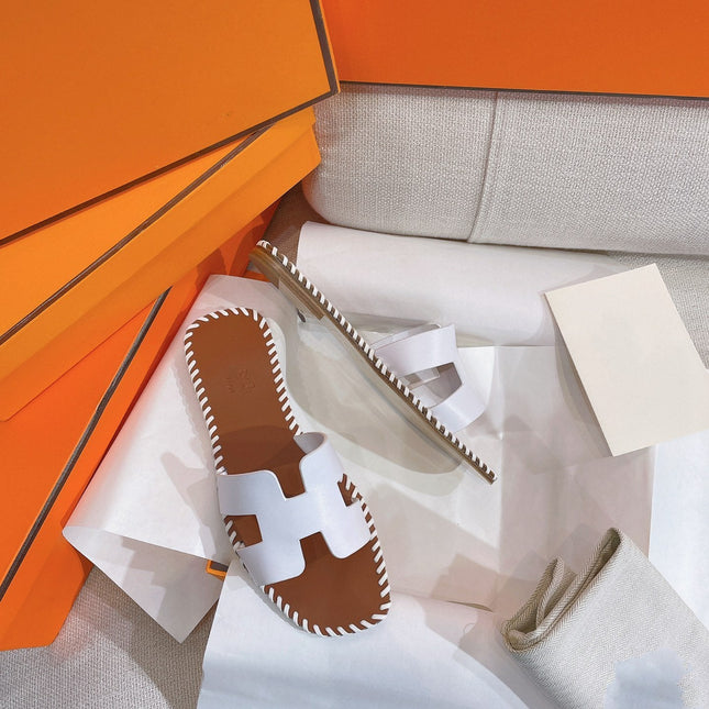 0RAN SANDAL Braided Calfskin WHITE