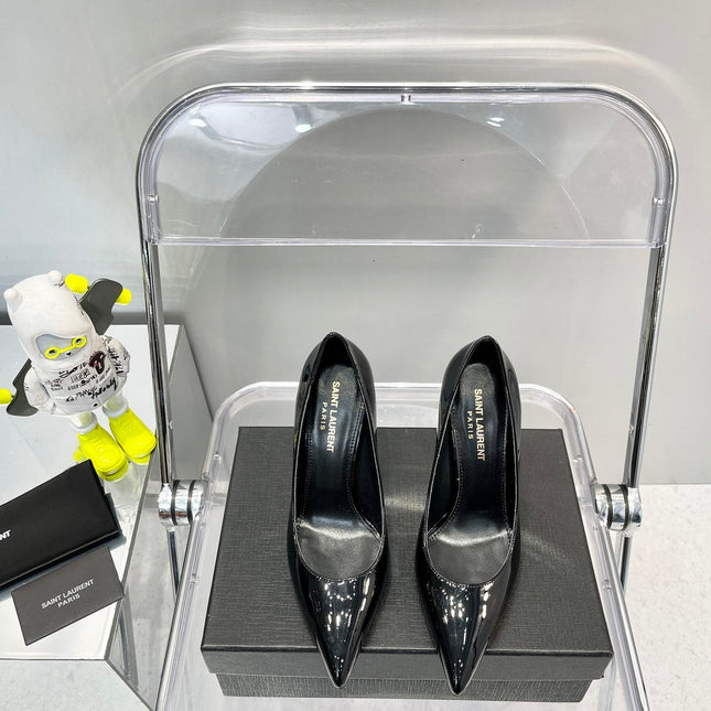 SL OPYUM BASIC HIGH HEEL BLACK CALFSKIN-GOLD HEEL