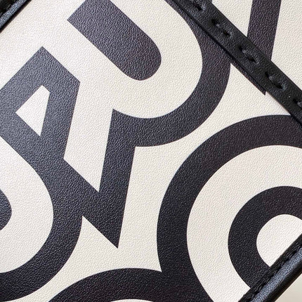 MINI SUNSHINE SHOPPER BAG 18 IN WHITE MIX BLACK SMOOTH CALFSKIN