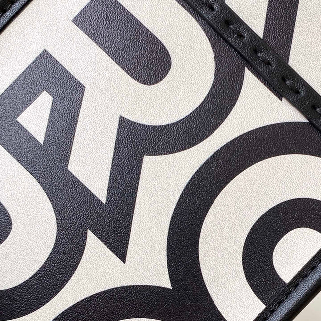 MINI SUNSHINE SHOPPER BAG 18 IN WHITE MIX BLACK SMOOTH CALFSKIN