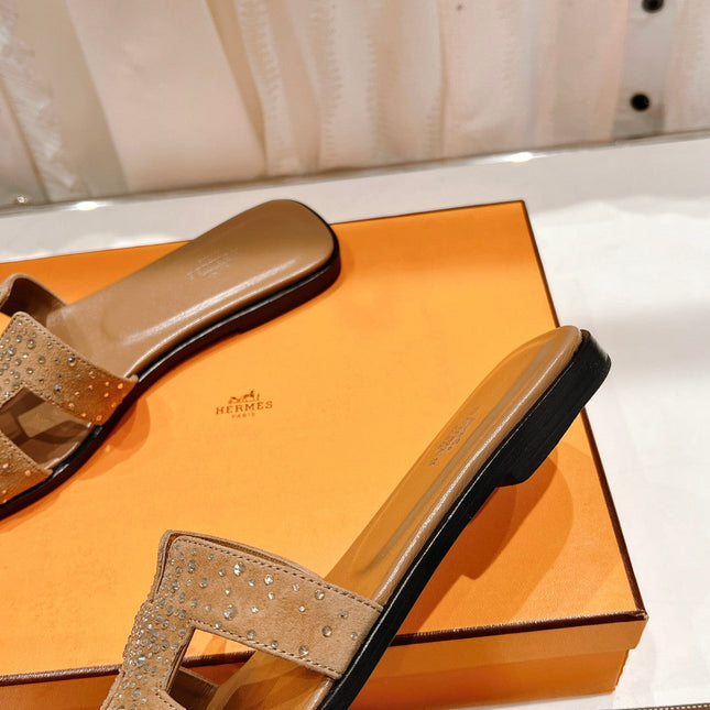 0RAN SANDAL CARAMEL LAMBSKIN ATTACH CRYSTALS