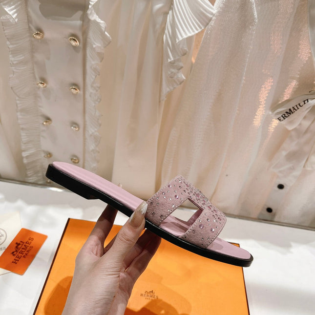 0RAN SANDALS PASTEL PINK LAMBSKIN ATTACH CRYSTAL