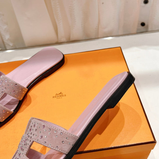 0RAN SANDALS PASTEL PINK LAMBSKIN ATTACH CRYSTAL