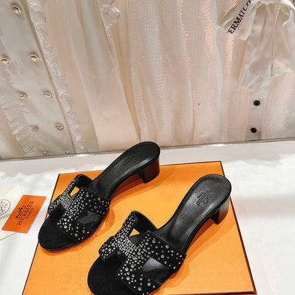 0ASIS SANDALS BLACK LAMBSKIN ATTACH CRYSTAL