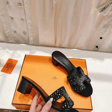 0ASIS SANDALS BLACK LAMBSKIN ATTACH CRYSTAL