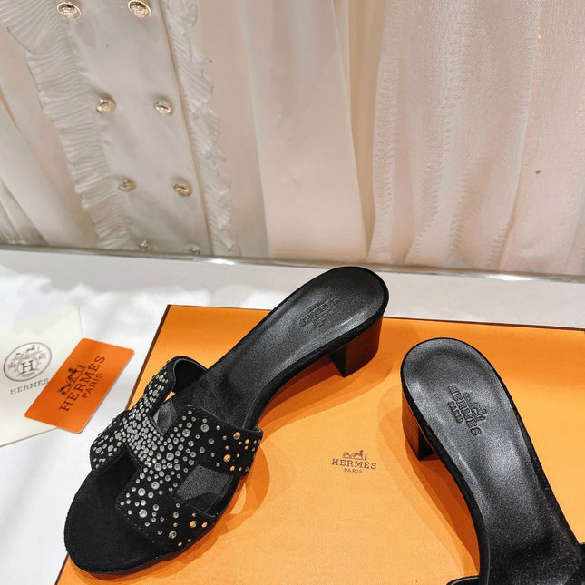 0ASIS SANDALS BLACK LAMBSKIN ATTACH CRYSTAL