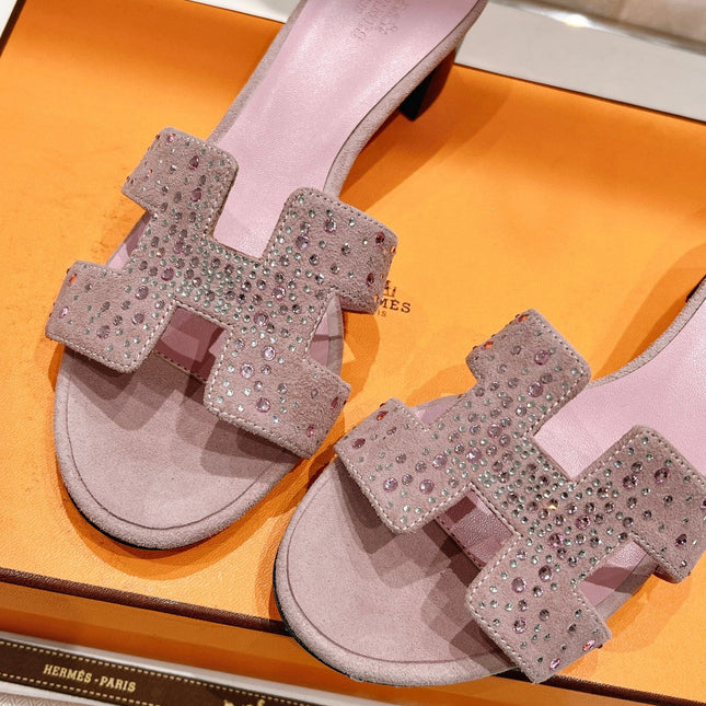 0ASIS SANDALS PASTEL PINK LAMBSKIN ATTACH CRYSTAL