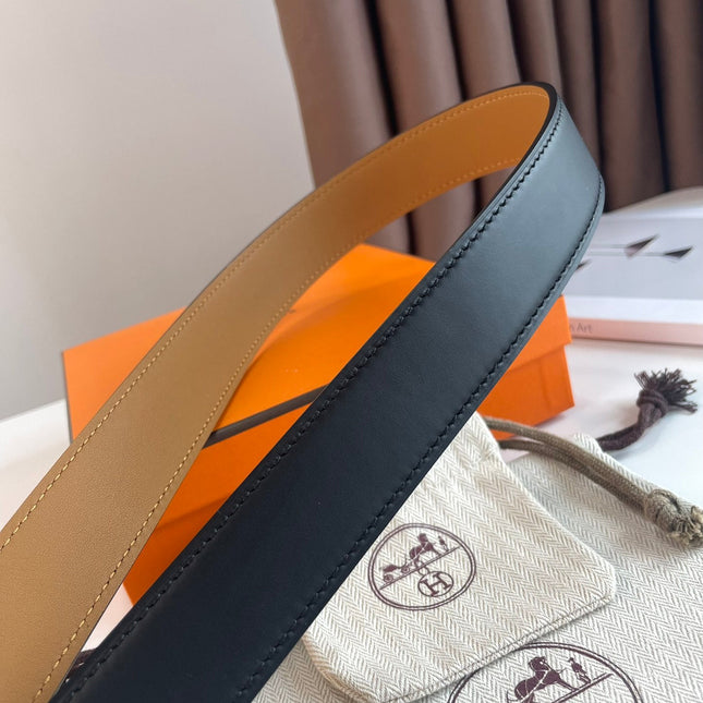 HM ROMAIN 35MM BELT BLACK LEATHER SILVER HARDWARE