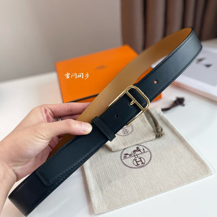 HM ROMAIN 35MM BELT BLACK LEATHER GOLD HARDWARE