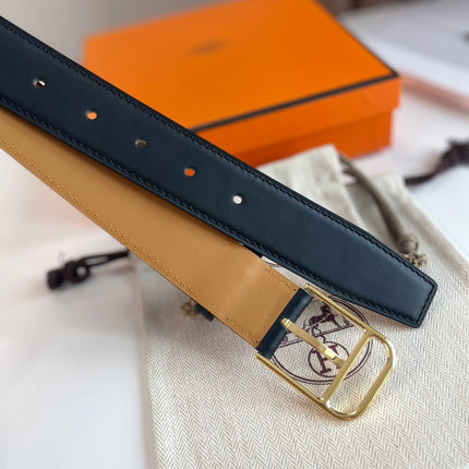 HM ROMAIN 35MM BELT BLACK LEATHER GOLD HARDWARE