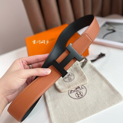 HM CONSTANCE BELT BUCKLE & REVERSIBLE GINGER ORANGE AND BLACK LEATHER STRAP 38MM