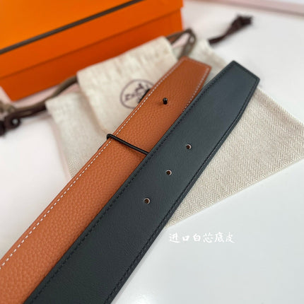 HM CONSTANCE BELT BUCKLE & REVERSIBLE GINGER ORANGE AND BLACK LEATHER STRAP 38MM