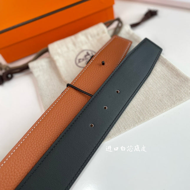 HM CONSTANCE BELT BUCKLE & REVERSIBLE GINGER ORANGE AND BLACK LEATHER STRAP 38MM