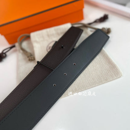 HM CONSTANCE BELT BUCKLE & REVERSIBLE CHOCOLATE BROWN AND BLACK LEATHER STRAP 38MM