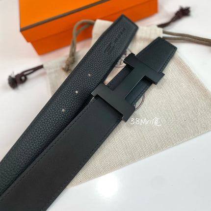 HM CONSTANCE BELT BUCKLE & REVERSIBLE  BLACK LEATHER STRAP 38MM