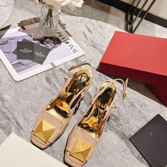 ONE STUD BEIGE TAN PATENT LEATHER LACE-UP HIGH HEELS 85 MM