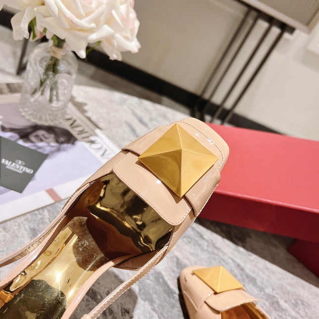 ONE STUD BEIGE TAN PATENT LEATHER LACE-UP HIGH HEELS 85 MM