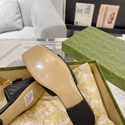 GG SPARKLE CRYSTAL SLIDE SANDAL BLACK CALFSKIN