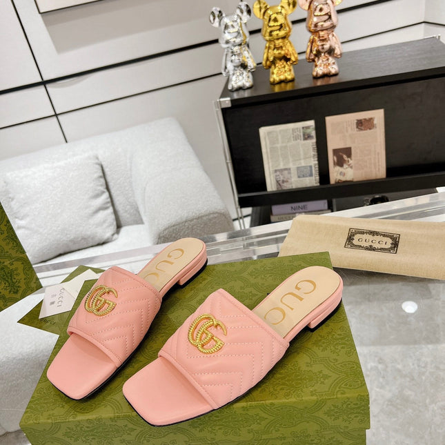GG EXCLUSIVE SLIDE SANDAL LIGHT PINK CALFSKIN
