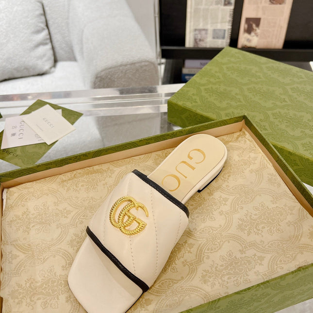 GG EXCLUSIVE SLIDE SANDAL IVORY CALFSKIN