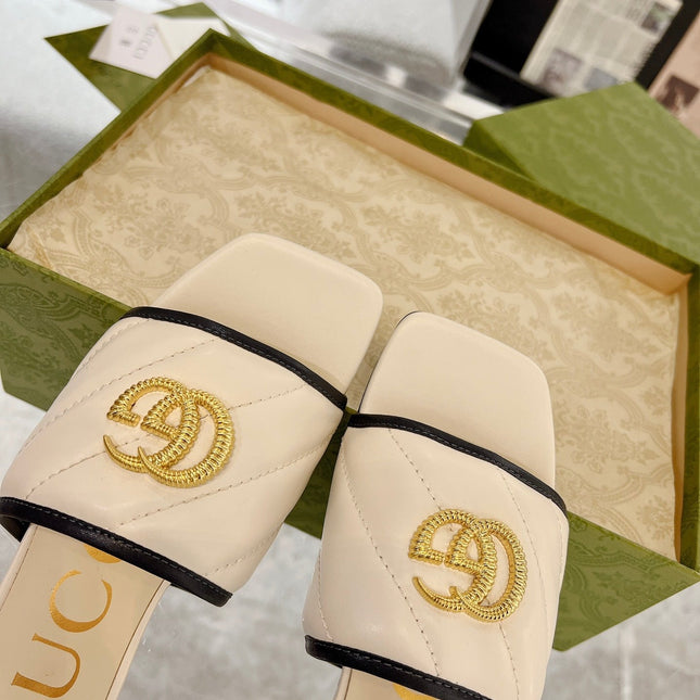 GG EXCLUSIVE SLIDE SANDAL IVORY CALFSKIN