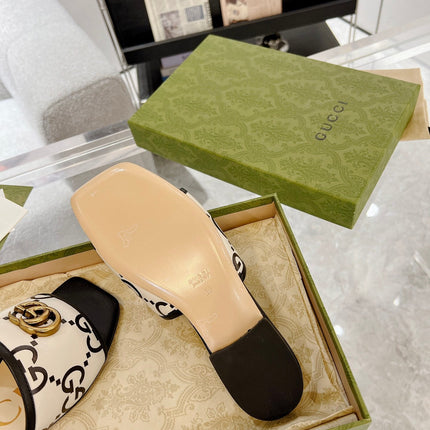 GG EXCLUSIVE SLIDE SANDAL BLACK AND CREAM CALFSKIN