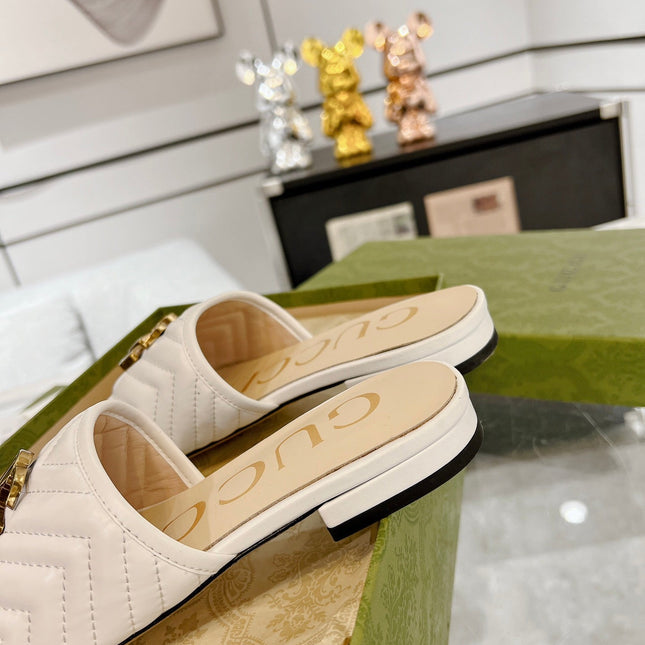 GG EXCLUSIVE SLIDE SANDAL CREAMY WHITE CALFSKIN