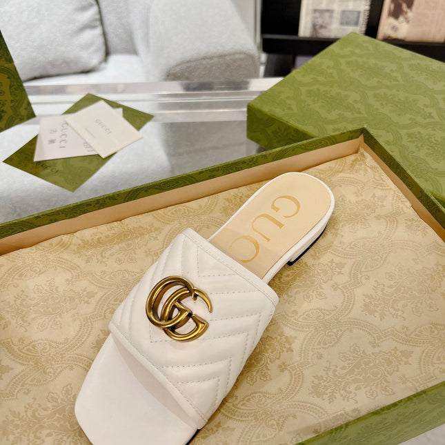 GG EXCLUSIVE SLIDE SANDAL CREAMY WHITE CALFSKIN