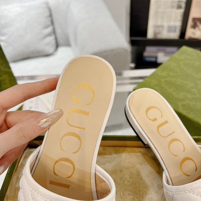GG EXCLUSIVE SLIDE SANDAL CREAMY WHITE CALFSKIN