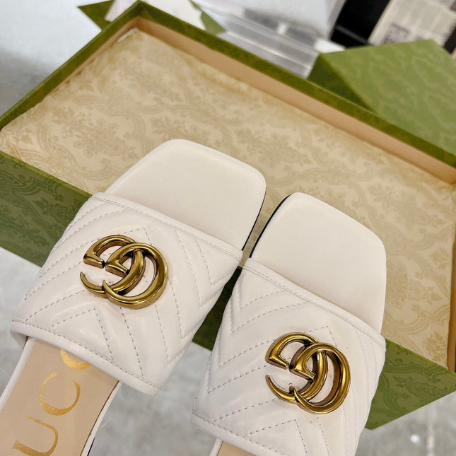 GG EXCLUSIVE SLIDE SANDAL CREAMY WHITE CALFSKIN