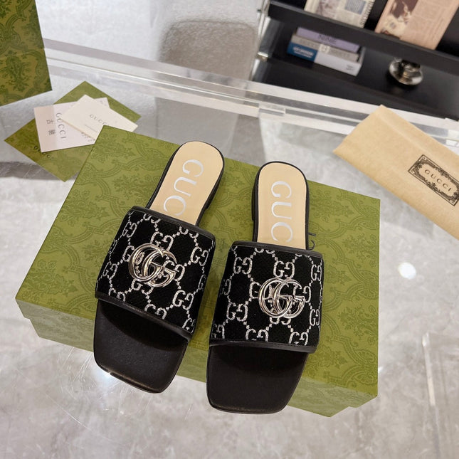 GG EXCLUSIVE SLIDE SANDAL BLACK FABRIC