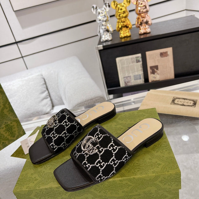 GG EXCLUSIVE SLIDE SANDAL BLACK FABRIC