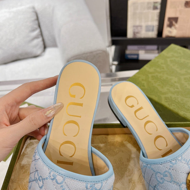 GG EXCLUSIVE SLIDE SANDAL SKY FABRIC