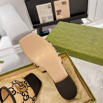 GG EXCLUSIVE SLIDE SANDAL BLACK AND CREAM SEDGE