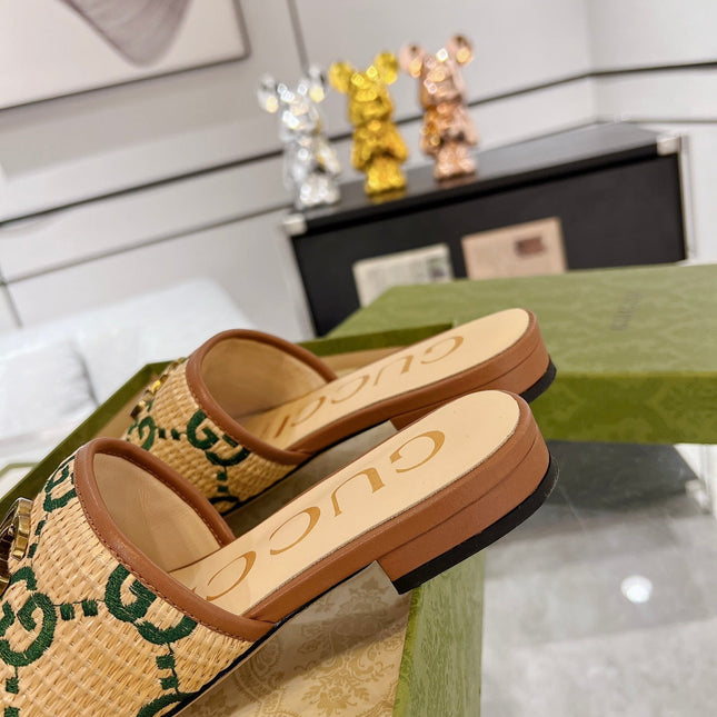 GG EXCLUSIVE SLIDE SANDAL CARAMEL SEDGE