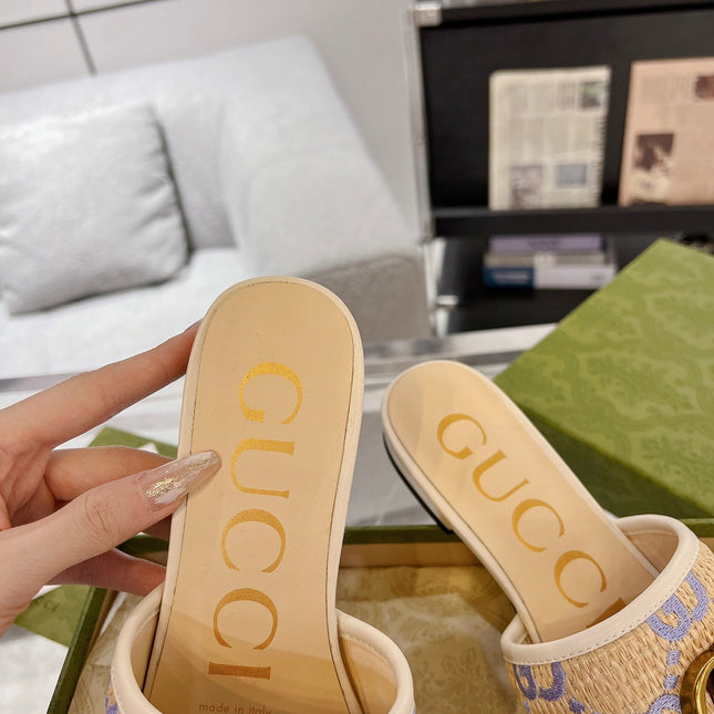 GG EXCLUSIVE SLIDE SANDAL IVORY SEDGE