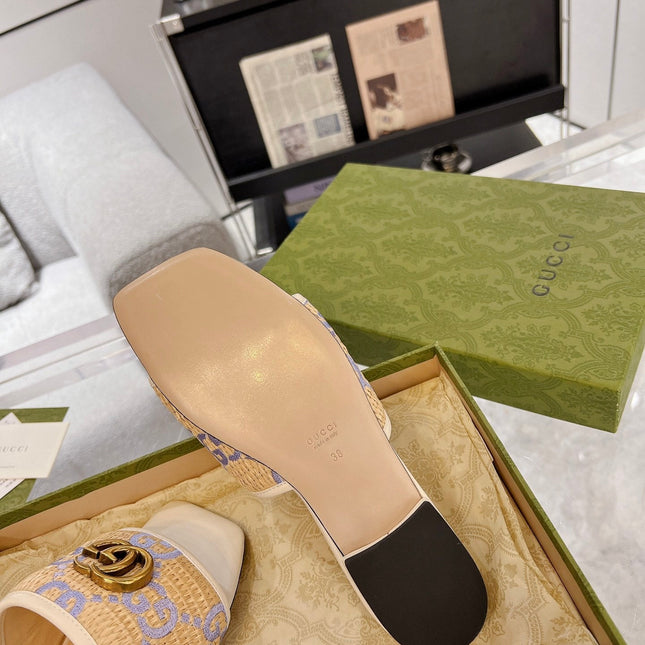 GG EXCLUSIVE SLIDE SANDAL IVORY SEDGE